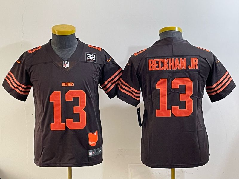 Youth 2025 Nike Cleveland Browns #13 Beckham jr brown Retro Limited NFL Jersey style 02->youth nfl jersey->Youth Jersey
